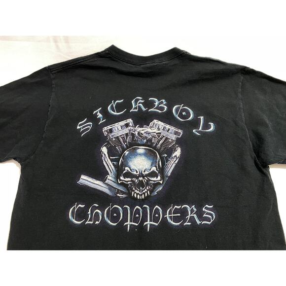Sick Boy Choppers T-Shirt Size Large Black Short Sleeve Skull Graphic Tee - Picture 6 of 9